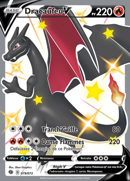 Carte Pokémon Dracaufeu 079/073 Shiny V Epée et Bouclier