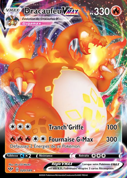Carte Pokémon Dracaufeu VMAX 20/189 de la série Ténèbres Embrasées en vente au meilleur prix
