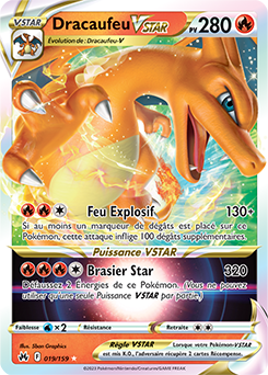 Carte Pokémon Ultra rare VSTAR Dracaufeu VSTAR 019/159 de la série Zénith Suprême