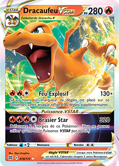 Carte Pokémon Ultra rare VSTAR Dracaufeu VSTAR 018/172 de la série Stars Étincelantes