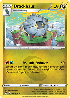 Carte Pokémon Peu commune Drackhaus 108/203 de la série Évolution Céleste