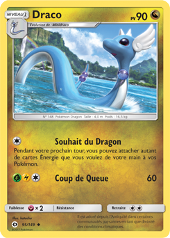 Carte Pokémon Peu commune Draco 95/149 de la série Soleil & Lune