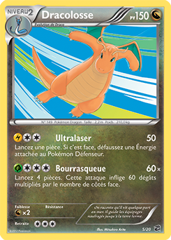 Carte Pokémon Holographique Rare Dracolosse 5/20 de la série Coffre des Dragons