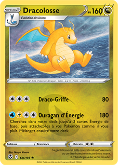 Carte Pokémon Holographique rare Dracolosse 131/195 de la série Tempête Argentée