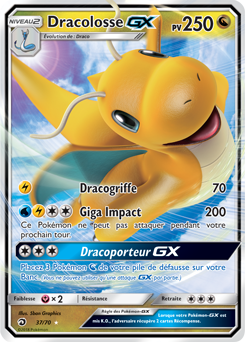 Carte Pokémon Dracolosse GX 37/70 de la série Majesté des Dragons en vente au meilleur prix