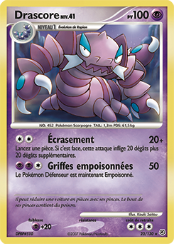 Carte Pokémon Rare Drascore 23/130 de la série Diamant & Perle