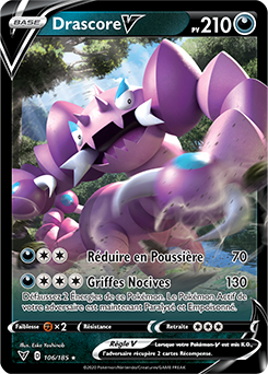 Carte Pokémon Ultra rare V Drascore V 106/185 de la série Voltage Éclatant