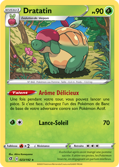 Carte Pokémon Holographique rare Dratatin 23/192 de la série Clash des Rebelles