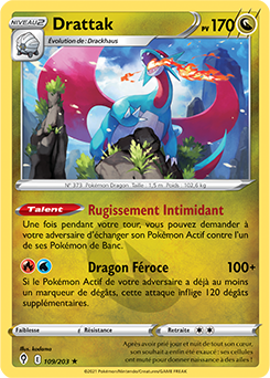 Carte Pokémon Holographique rare Drattak 109/203 de la série Évolution Céleste