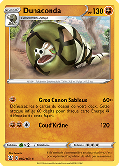 Carte Pokémon Dunaconda 82/163 de la série Styles de Combat en vente au meilleur prix