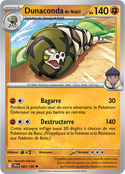 Carte Pokémon Peu commune Dunaconda de Nabil 87/159 de la série Aventures Ensemble