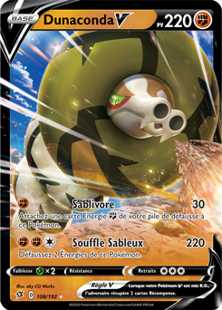 Carte Pokémon Ultra rare V Dunaconda V 108/192 de la série Clash des Rebelles