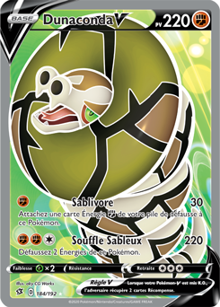 Carte Pokémon Full Art V Dunaconda V 184/192 de la série Clash des Rebelles