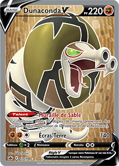 Carte Pokémon Dunaconda V 175/198 de la série Règne de Glace en vente au meilleur prix