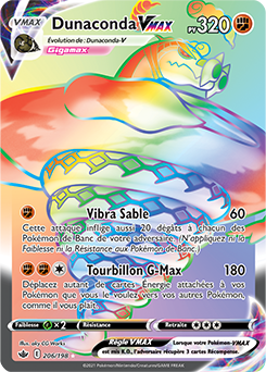 Carte Pokémon Dunaconda VMAX 206/198 de la série Règne de Glace en vente au meilleur prix