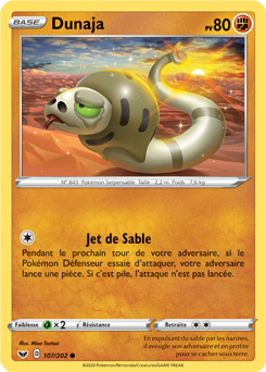 Carte Pokémon Commune Dunaja 107/202 de la série Épée et Bouclier