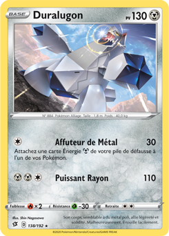 Carte Pokémon Duralugon 138/192 de la série Clash des Rebelles en vente au meilleur prix