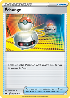 Carte Pokémon Peu commune Échange 183/202 de la série Épée et Bouclier