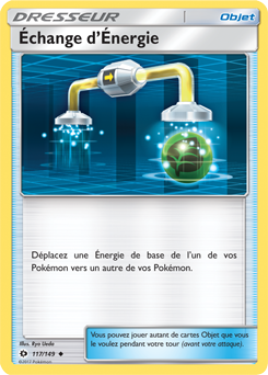 Carte Pokémon Peu commune Échange d'Énergie 117/149 de la série Soleil & Lune