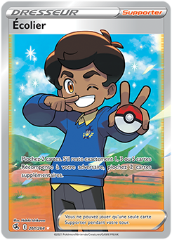 Carte Pokémon Dresseur Full Art Écolier 261/264 de la série Poing de Fusion