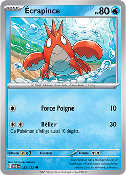 Carte Pokémon Communes Écrapince 33/132 de la série Méga-Évolution