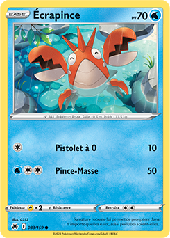 Carte Pokémon Communes Écrapince 033/159 de la série Zénith Suprême