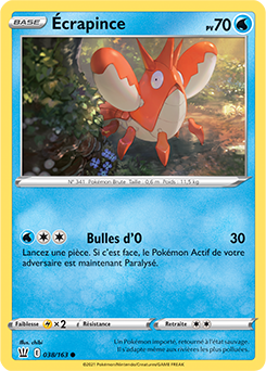 Carte Pokémon Écrapince 38/163 de la série Styles de Combat en vente au meilleur prix