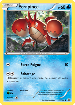 Carte Pokémon Écrapince 42/160 de la série Primo Choc en vente au meilleur prix