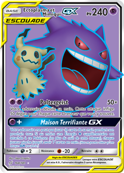 Carte Pokémon Pokémon Full Art Ectoplasma Mimiqui GX 164/181 de la série Duo de Choc