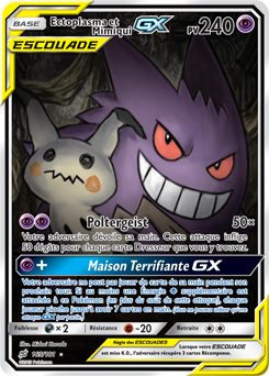 Carte Pokémon Pokémon Full Art Ectoplasma Mimiqui GX 165/181 de la série Duo de Choc