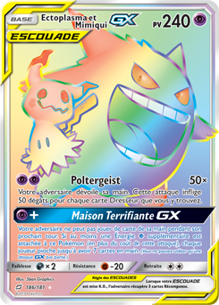 Carte Pokémon Ectoplasma Mimiqui GX 186/181 de la série Duo de Choc en vente au meilleur prix