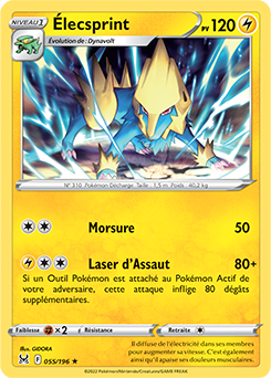 Carte Pokémon Rare elecsprint 055/196 de la série Origine Perdue