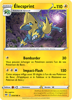 Carte Pokémon Élecsprint 59/189 de la série Ténèbres Embrasées en vente au meilleur prix