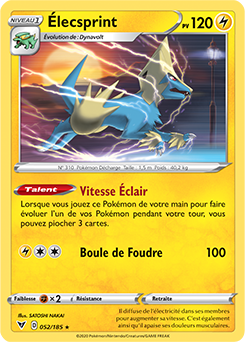 Carte Pokémon Élecsprint 052/185 de la série Voltage Éclatant en vente au meilleur prix
