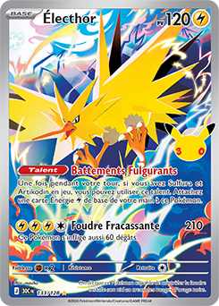 Carte Pokémon Illustration rare Électhor 133/128 de la série 30e Anniversaire