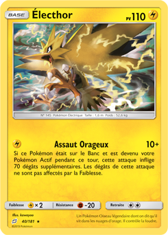 Carte Pokémon Holographique Rare Électhor 40/181 de la série Duo de Choc