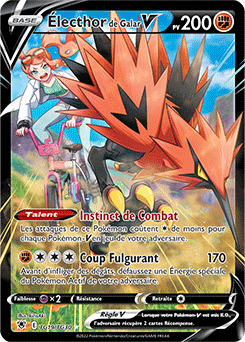 Carte Pokémon Full Art V Électhor de Galar-V TG19/TG30 de la série Astres Radieux