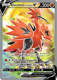 Carte Pokémon Électhor de Galar V 173/198 de la série Règne de Glace en vente au meilleur prix
