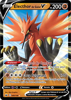 Carte Pokémon Électhor de Galar V 80/198 de la série Règne de Glace en vente au meilleur prix