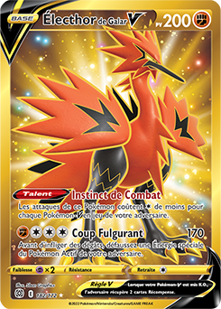 Carte Pokémon Pokémon Gold EB Électhor de Galar V 182/172 de la série Stars Étincelantes