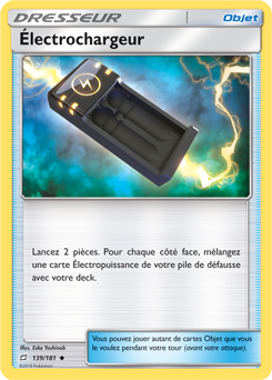 Carte Pokémon Peu commune Électrochargeur 139/181 de la série Duo de Choc