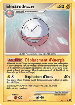 Carte Pokémon Rare Electrode 26/132 de la série Merveilles Secrètes
