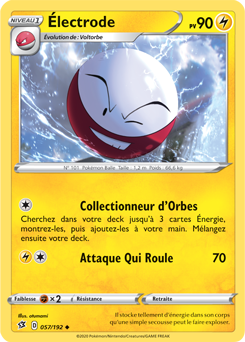 Carte Pokémon Peu commune Électrode 57/192 de la série Clash des Rebelles