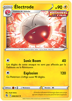 Carte Pokémon Électrode 88/264 de la série Poing de Fusion en vente au meilleur prix