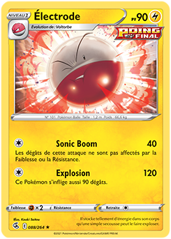 Carte Pokémon Rare Électrode 88/264 de la série Poing de Fusion