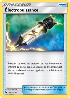 Carte Pokémon Peu commune Électropuissance 172/214 de la série Tonnerre Perdu