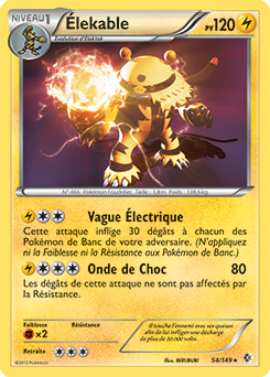 Carte Pokémon Holographique Rare Élekable 54/149 de la série Frantières Franchies