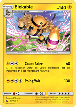 Carte Pokémon Rare Élekable 44/156 de la série Ultra Prisme