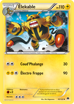 Carte Pokémon Peu commune Élekable 43/122 de la série Rupture Turbo