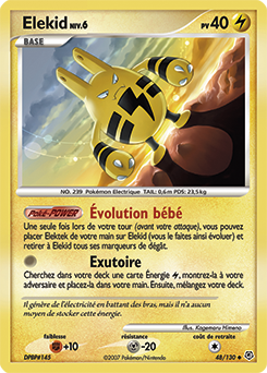 Carte Pokémon Peu commune Élekid 48/130 de la série Diamant & Perle